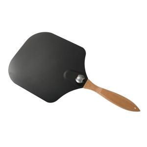 Folding pizza shovel with wooden handle